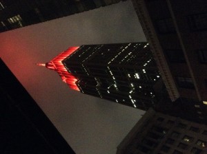 Empire State Building at night on February 14.